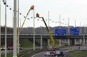 Trapezewerken tijdens zware zuidwesterstorm